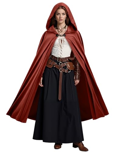 RUODON Mittelalterlicher Kapuzenumhang für Damen und Herren, Vintage-Umhang mit Kapuze für Halloween, Renaissance, Mittelalter, Cosplay RUODON Mittelalterlicher Kapuzenumhang für Damen und Herren, Vintage-Umhang mit Kapuze für Halloween, Renaissance, Mittelalter, Cosplay von RUODON