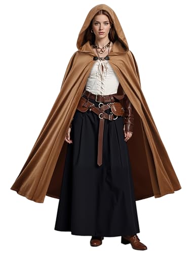 RUODON Mittelalterlicher Kapuzenumhang für Damen und Herren, Vintage-Umhang mit Kapuze für Halloween, Renaissance, Mittelalter, Cosplay RUODON Mittelalterlicher Kapuzenumhang für Damen und Herren, Vintage-Umhang mit Kapuze für Halloween, Renaissance, Mittelalter, Cosplay von RUODON
