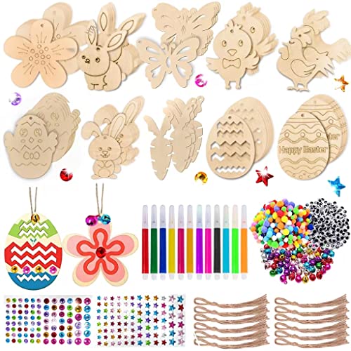 Holzanhänger Ostern Zum Bemalen, 264 Stück Ostern Basteln Kinder,Osterdeko Basteln Kinder,Osteranhänger Holz,Bastelset Ostern Kinder,Mit Aquarellstift,Strass,Deko Schnur, Augen Zum Basteln Holzanhänger Ostern Zum Bemalen, 264 Stück Ostern Basteln Kinder,Osterdeko Basteln Kinder,Osteranhänger Holz,Bastelset Ostern Kinder,Mit Aquarellstift,Strass,Deko Schnur, Augen Zum Basteln von RURIZHONGTIAN