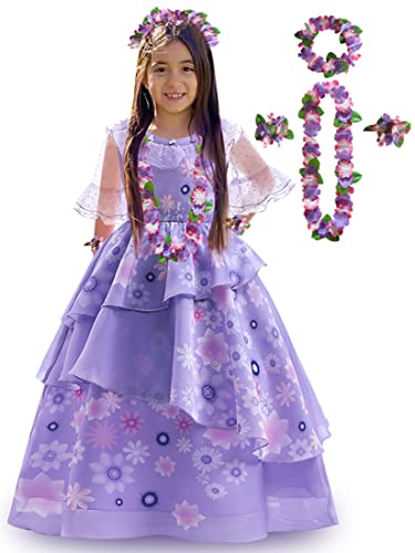 RUYUYIRU Encanto Mirabel Cosplay-Kostüm für Mädchen, Isabela Mirabe Madrigal, Prinzessin, Halloween, Paty-Kleid, 160 (lila) von RUYUYIRU