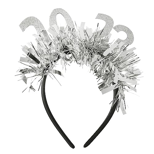 RVHAOODI 2023 Haarperlen Neujahr Hairband Happy 2024 Band Years Eva Dekorationen Scrunchies Bevorzugt Kostüm Schwarz Dekor Party Stirnbänder Ornamente für Neujahr Stirnband Begrüßer Silber von RVHAOODI