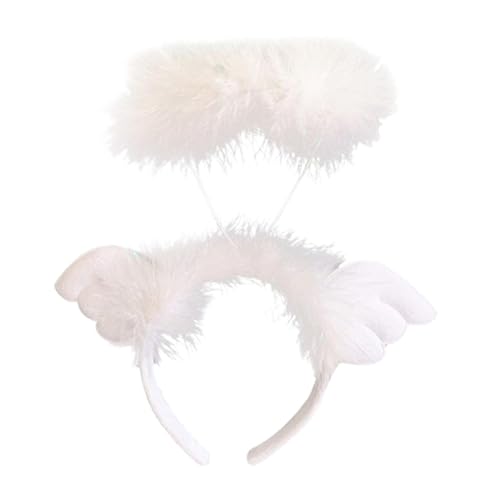 RVHAOODI Angel Wing Stirnband Feder Stirnband mit hellem lustigen süßen Dekoration Kostüm Kopfbedeckung Halloween Haarband für Party Halloween (a) von RVHAOODI