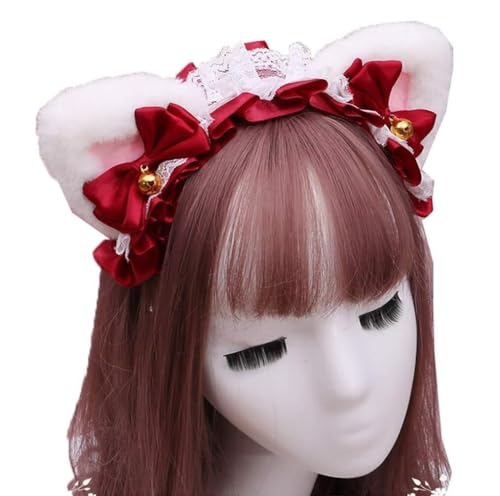 RVHAOODI Tier Anime Kunstfell Fuchs Wolf Bär Katze Hunde Ohren Stirnband mit Glocken Lolita Haarband Kopfbedeckung Kopfbedeckung Haarklammern von RVHAOODI