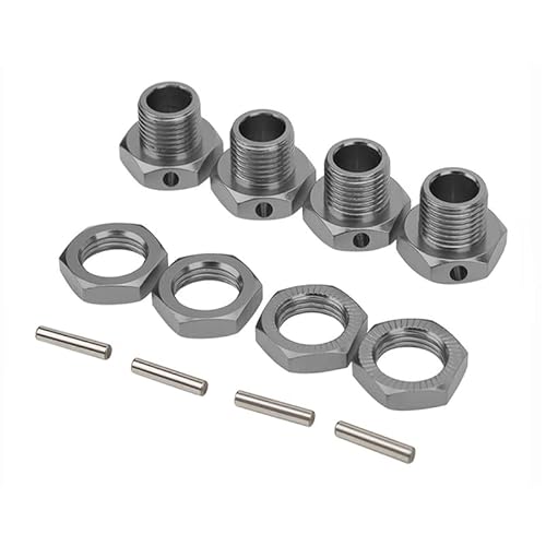 17-mm-Rad-Sechskant-Nabenadapter aus Metall mit Mutter 81011 for Traxxas HPI Tamiya HSP Redcat Himoto 1/8 RC Car Upgrade-Teile(Grey) von RWEQUTES