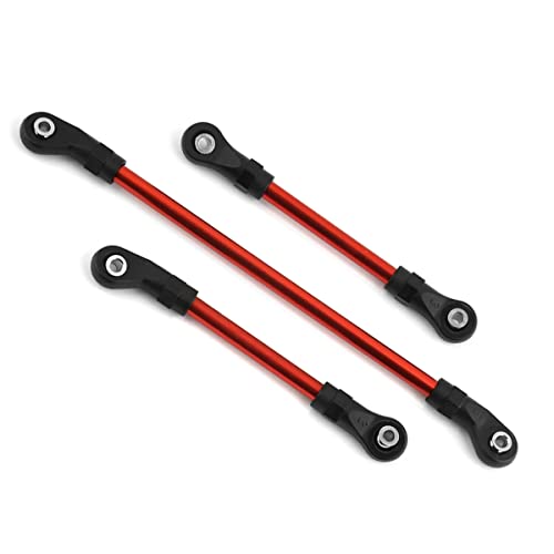 3 stücke Metall Lenkung Link 117mm Drag Link 60mm Panhard link 63mm 8146 for Traxxas TRX4 TRX-4 1/10 RC Crawler Auto Upgrade Teile(Rood) von RWEQUTES