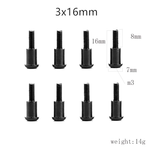 8 Stück Stoßdämpferschraube 3x16mm 3x19mm for TRAXXAS Slash 4X4 2WD Bandit Rustler Stampede VXL HQ727 Remo 9EMU 1/10 Upgrade-Teile(8pcs 3x16mm) von RWEQUTES