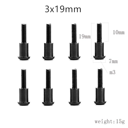 8 Stück Stoßdämpferschraube 3x16mm 3x19mm for TRAXXAS Slash 4X4 2WD Bandit Rustler Stampede VXL HQ727 Remo 9EMU 1/10 Upgrade-Teile(8pcs 3x19mm) von RWEQUTES