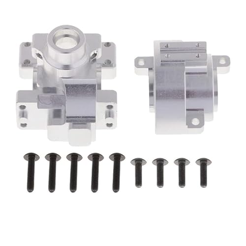 RWEQUTES 102075(02051) Metall Vorne Hinten Getriebe Shell for HSP 94123 94106 94107 94170 94118 94108 94111 RC Auto Upgrade Teile(Silver) von RWEQUTES
