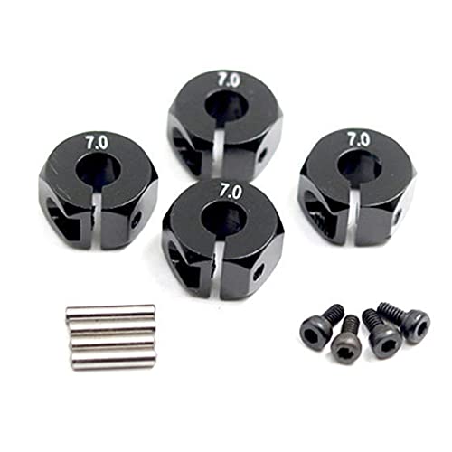 RWEQUTES 12 mm x 7 mm Rad-Sechskant-Anschlüsse, Sechskant-Naben-Adapter for RC-Car-LKW-Anschlüsse mit Stiften und Schrauben (schwarz) von RWEQUTES