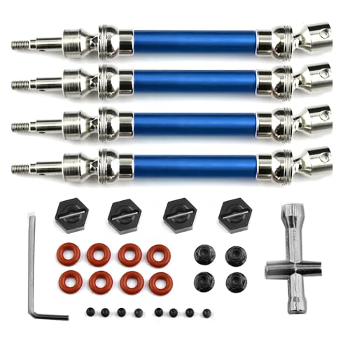 RWEQUTES 4 Stück Metall-Antriebswelle CVD mit Radsechskant for 1/10 Arrma New Big Rock V3 3S BLX 4x4 (Nicht for alte Big Rock) Upgrade-Teile(Blauw) von RWEQUTES