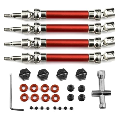RWEQUTES 4 Stück Metall-Antriebswelle CVD mit Radsechskant for 1/10 Arrma New Big Rock V3 3S BLX 4x4 (Nicht for alte Big Rock) Upgrade-Teile(Rood) von RWEQUTES
