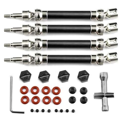 RWEQUTES 4 Stück Metall-Antriebswelle CVD mit Radsechskant for 1/10 Arrma New Big Rock V3 3S BLX 4x4 (Nicht for alte Big Rock) Upgrade-Teile(Zwart) von RWEQUTES