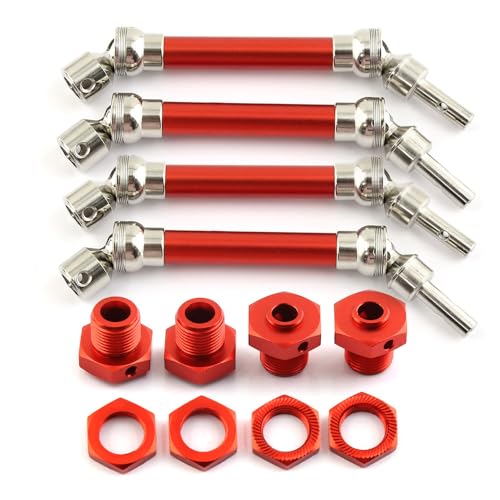 RWEQUTES 4 Stück Metall-Antriebswelle vorne und hinten CVD mit Radsechskant for 1/8 Arrma Typhon 4x4 3s Blx 1/8 Typhon 550 Mega 4x4 Upgrade-Teile(Rood) von RWEQUTES