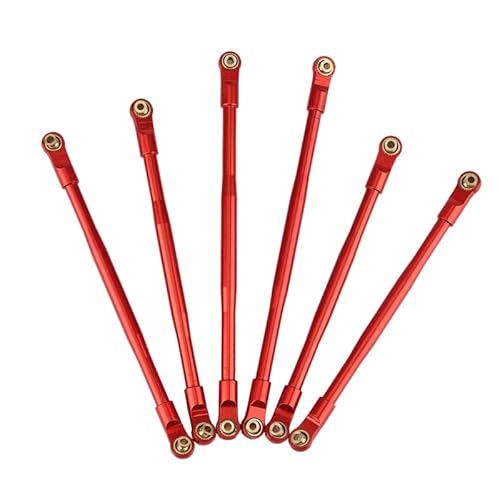 RWEQUTES 6 Pcs Metall Link Rod Linkage Zugstange Set for AXIAL RBX10 Ryft 1/10 RC Crawler Upgrade Teile Zubehör(Rood) von RWEQUTES