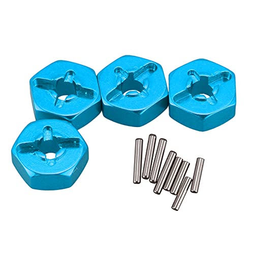 RWEQUTES Aluminiumlegierung 12 mm Combiner Radnabe Hex Adapter Upgrades for Wltoys 144001 1/14 RC Auto Ersatzteile(Blauw) von RWEQUTES