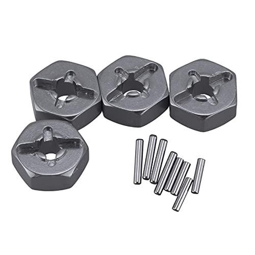 RWEQUTES Aluminiumlegierung 12 mm Combiner Radnabe Hex Adapter Upgrades for Wltoys 144001 1/14 RC Auto Ersatzteile(Grey) von RWEQUTES