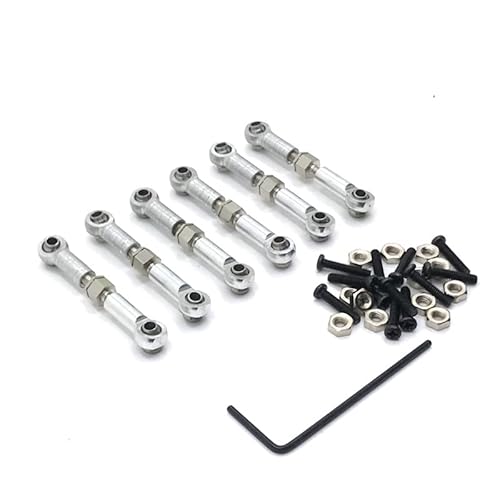 RWEQUTES Einstellbarer Verbindungsstangensatz for WL A949/A959/A969 RC-Modelle, for CNC-Leichtmetall-Lenkungs-Upgradeteile(Silvery) von RWEQUTES