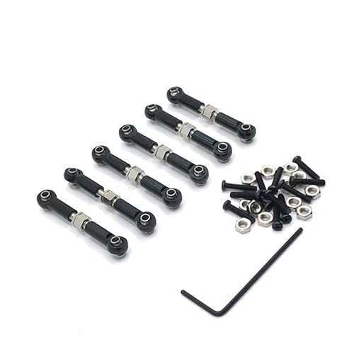 RWEQUTES Einstellbarer Verbindungsstangensatz for WL A949/A959/A969 RC-Modelle, for CNC-Leichtmetall-Lenkungs-Upgradeteile(Zwart) von RWEQUTES
