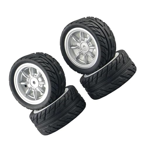 RWEQUTES Gummireifenrad für SG1603 SG1604 SG1605 UDIRC UD1601 UD1602 UD1603 UD1604 1/16 RC Auto-Upgrade-Teile (Silber), 4 Stück von RWEQUTES