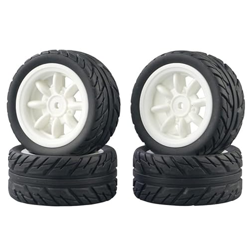 RWEQUTES Gummireifenrad für SG1603 SG1604 SG1605 UDIRC UD1601 UD1602 UD1603 UD1604 1/16 RC Auto-Upgrade-Teile (weiß), 4 Stück von RWEQUTES