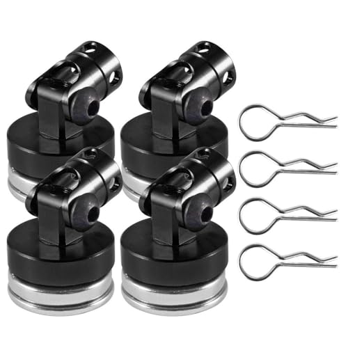 RWEQUTES Kompatibel mit 9IMOD 4 Stück RC Magnetische Karosseriepfosten Metall RC Auto Shell Mount Säule mit Clips für 1/10 Axial SCX10 TRX4 D90 HSP Redcat (Schwarz) von RWEQUTES