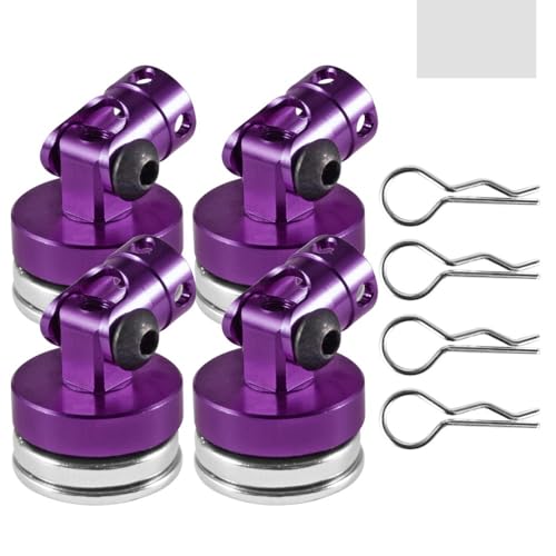 RWEQUTES Kompatibel mit 9IMOD 4 Stück RC Magnetische Karosseriepfosten Metall RC Auto Shell Mount Säule mit Clips für 1/10 Axial SCX10 TRX4 D90 HSP Redcat (lila) von RWEQUTES