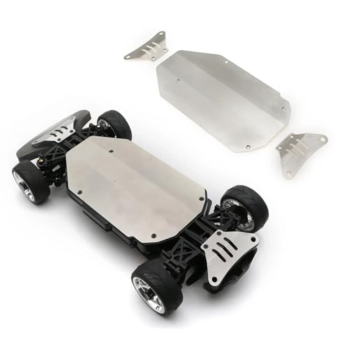 RWEQUTES Kompatibel mit TT02 Edelstahl-Chassispanzerung, vorderer und hinterer Schutz, Anti-Rutsch-Platte for 1/10 RC-Auto TMI-ya TT-02(A) von RWEQUTES