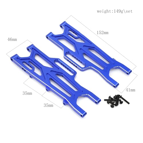 RWEQUTES Metall Hinterradaufhängung Schwinge ARA330710 for Arrma 1/10 KRATON 4X4 4S V2 BLX Outcast 4X4 4S V2 BLX RC Auto Upgrade Teile(Blauw) von RWEQUTES