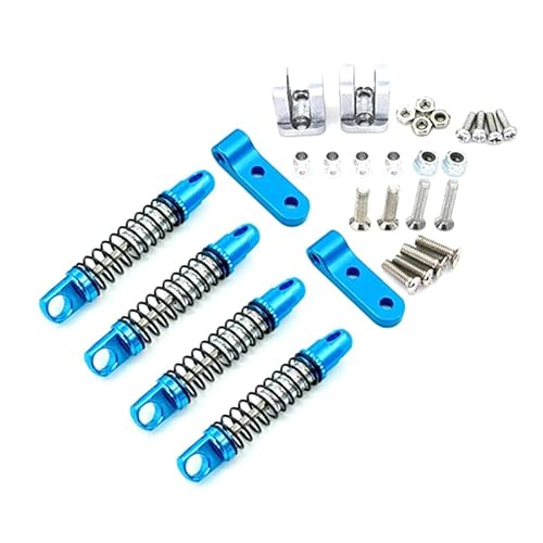 RWEQUTES Metall Stoßdämpfer vorne und hinten mit Fester Halterung for WPL D12 1/10 RC Car Upgrades Teile Schwarz(Blauw) von RWEQUTES