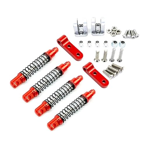 RWEQUTES Metall Stoßdämpfer vorne und hinten mit Fester Halterung for WPL D12 1/10 RC Car Upgrades Teile Schwarz(Rood) von RWEQUTES