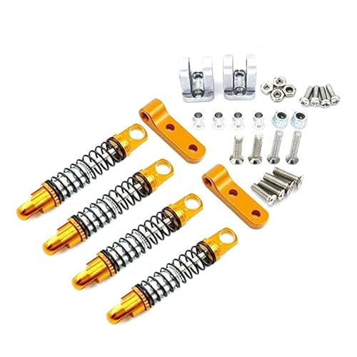 RWEQUTES Metall Stoßdämpfer vorne und hinten mit Fester Halterung for WPL D12 1/10 RC Car Upgrades Teile Schwarz(Yellow) von RWEQUTES