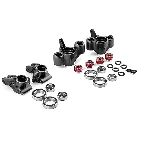 RWEQUTES Metall-Vorderachsschenkel und Hinterradnabenträger for 1/8 Arrma KRATON Outcast Notorious BLX 6S RC-Auto-Upgrade-Teile-Zubehör(Front and Rear Black) von RWEQUTES