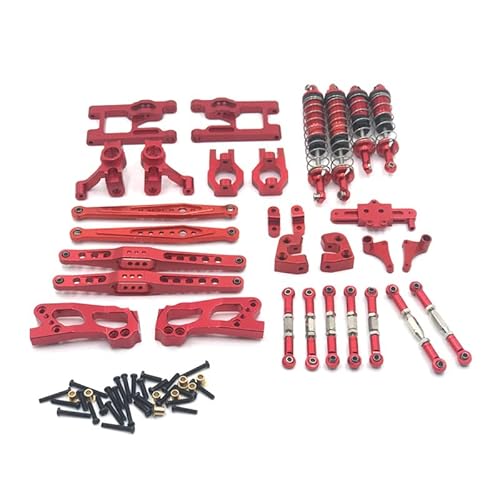 RWEQUTES for 1/12 Wltoys 12423 12427 12428 FY-03 Metall Upgrade Teile Kits Schwinge Link Rod Stoßdämpfer 1:12 RC Auto Zubehör(Rood) von RWEQUTES