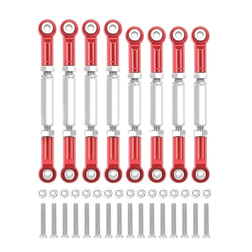 RWEQUTES for WPL C14 C24 C24-1 MN D90 MN99S MN45 Metall Chassis Zugstange Link Stange Spurstange Gestänge RC Auto Upgrade Teile Zubehör(Rood) von RWEQUTES