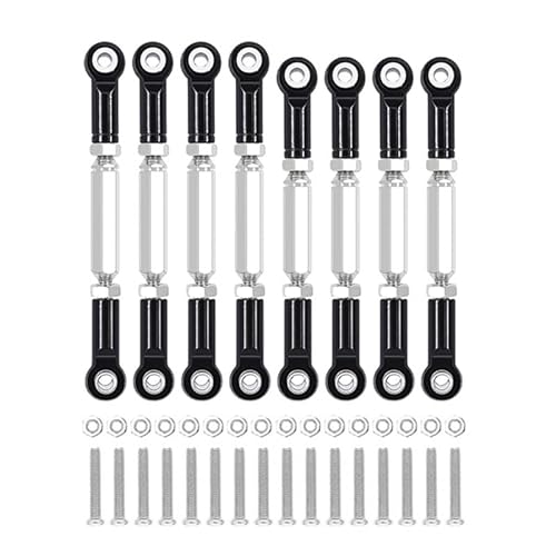 RWEQUTES for WPL C14 C24 C24-1 MN D90 MN99S MN45 Metall Chassis Zugstange Link Stange Spurstange Gestänge RC Auto Upgrade Teile Zubehör(Zwart) von RWEQUTES