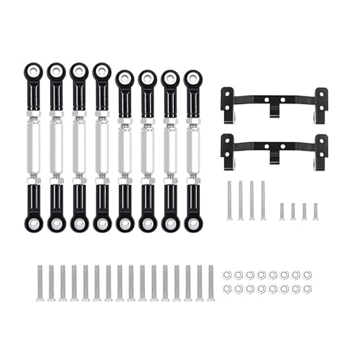 RWEQUTES for WPL C14 C24 C24-1 MN D90 MN99S Metall Chassis Zugstange Link Gestänge und Spurstange Halterung RC Auto Upgrade Teile(WPL Black) von RWEQUTES