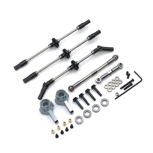 RWEQUTES for WPL C14 C24 C34 B14 B24 B16 B36 D12 MN D90 MN99S Metall Vorne Mitte Hinterachse Stahl Getriebe Antriebswelle RC Auto Upgrades Teile(WPL 6x6) von RWEQUTES