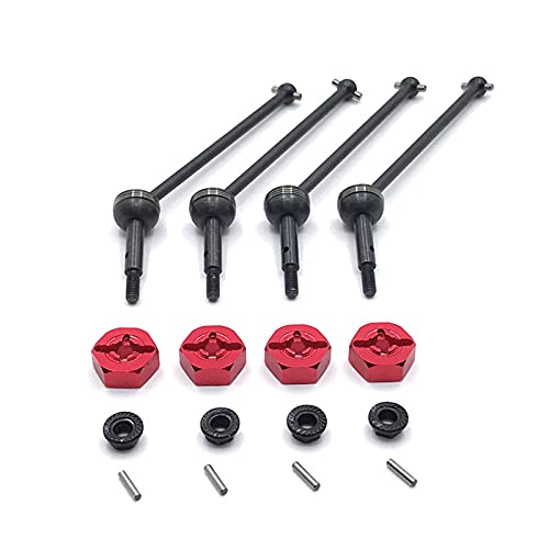 RWEQUTES for Wltoys 144001 144002 144010 124007 124016 124017 124019 124018 Metall Antriebswelle Und 12mm Rad Hex Adapter RC Auto Upgrade Teile(Red Black) von RWEQUTES