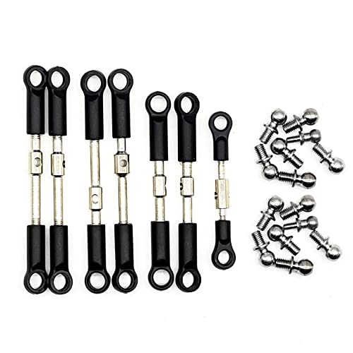 RWEQUTES for Wltoys 144001 144002 144010 124007 124016 124017 124019 7Pcs Vorne Hinten Spurstange Gestänge Servo Link Rod Set RC Auto Ersatzteile(B) von RWEQUTES