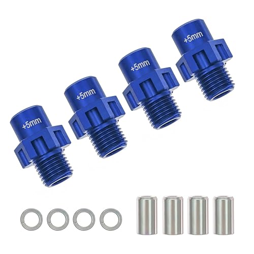 for 7075 Aluminiumlegierung 17mm Radnaben + 5mm Verbreiterung for Tra-xxas 1/8 JA-to 4X4 VXL 9086 & Präzisionspassung(Blauw) von RWEQUTES