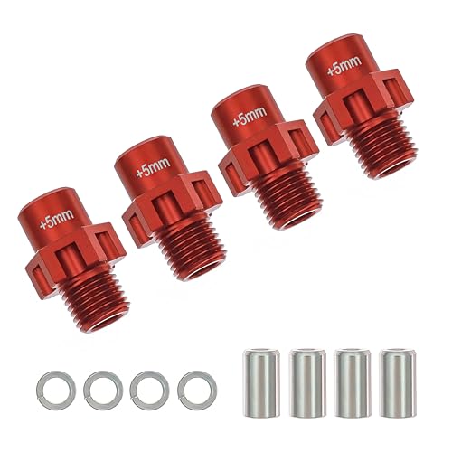 for 7075 Aluminiumlegierung 17mm Radnaben + 5mm Verbreiterung for Tra-xxas 1/8 JA-to 4X4 VXL 9086 & Präzisionspassung(Rood) von RWEQUTES