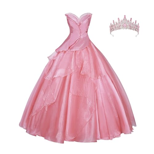 RWROBE Glinda Cosplay-Kleid, Glinda-Kostüm, für Erwachsene, Damen, Rosa, Uniform-Outfit mit Kopfbedeckung, Halloween-Party, Pink, X-Small RWROBE Glinda Cosplay-Kleid, Glinda-Kostüm, für Erwachsene, Damen, Rosa, Uniform-Outfit mit Kopfbedeckung, Halloween-Party, Pink, X-Small von RWROBE