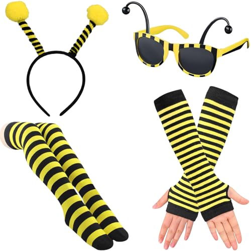 RWSRW Bienenkostüm Damen: Biene Kostüm mit Antenne, Brille, Handschuhen & Socken für Fasching, Karneval & Rave Party RWSRW Bienenkostüm Damen: Biene Kostüm mit Antenne, Brille, Handschuhen & Socken für Fasching, Karneval & Rave Party von RWSRW