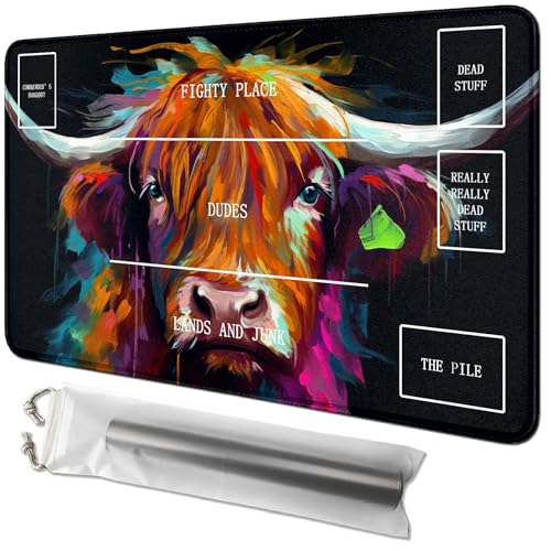 RWUTYTIUL Aquarell-Bull-Karten-Spielmatte, 61 x 35,6 cm, mit Tube-Tasche, Kartenspiel-Spielmatte mit Zonen, Kommandanten-Deckbrett, MTG, RPG, CCG, TCG, Kartenspiel, Schreibtischmatten für Anfänger RWUTYTIUL Aquarell-Bull-Karten-Spielmatte, 61 x 35,6 cm, mit Tube-Tasche, Kartenspiel-Spielmatte mit Zonen, Kommandanten-Deckbrett, MTG, RPG, CCG, TCG, Kartenspiel, Schreibtischmatten für Anfänger von RWUTYTIUL