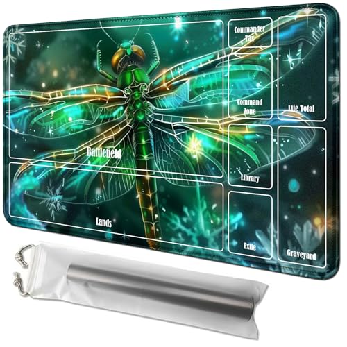 RWUTYTIUL Blaue Libellen-Karten-Spielmatte, 61 x 35,6 cm, mit Playmat-Tube-Tasche, Kartenspiel, Spielmatte mit Zonen, Kommandantendeckbrett, MTG, RPG, CCG, TCG, Kartenspiel, Schreibtischmatten für RWUTYTIUL Blaue Libellen-Karten-Spielmatte, 61 x 35,6 cm, mit Playmat-Tube-Tasche, Kartenspiel, Spielmatte mit Zonen, Kommandantendeckbrett, MTG, RPG, CCG, TCG, Kartenspiel, Schreibtischmatten für von RWUTYTIUL