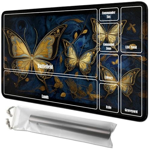 RWUTYTIUL Blaue Schmetterlingskarten-Spielmatte, 61 x 35,6 cm, mit Tube-Tasche, Kartenspiel-Spielmatte mit Zonen, Kommandanten-Deckbrett, MTG, RPG, CCG, TCG, Kartenspiel, Schreibtischunterlage für RWUTYTIUL Blaue Schmetterlingskarten-Spielmatte, 61 x 35,6 cm, mit Tube-Tasche, Kartenspiel-Spielmatte mit Zonen, Kommandanten-Deckbrett, MTG, RPG, CCG, TCG, Kartenspiel, Schreibtischunterlage für von RWUTYTIUL