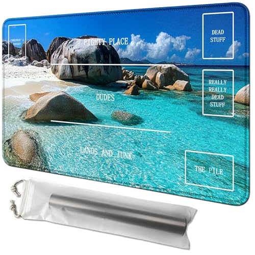 RWUTYTIUL Blue Beach Karten-Spielmatte, 61 x 35,6 cm, mit Playmat-Tasche, Kartenspiel-Spielmatte mit Zonen, Kommandantendeckbrett, MTG, RPG, CCG, TCG, Kartenspiel, Schreibtischmatten für Anfänger RWUTYTIUL Blue Beach Karten-Spielmatte, 61 x 35,6 cm, mit Playmat-Tasche, Kartenspiel-Spielmatte mit Zonen, Kommandantendeckbrett, MTG, RPG, CCG, TCG, Kartenspiel, Schreibtischmatten für Anfänger von RWUTYTIUL