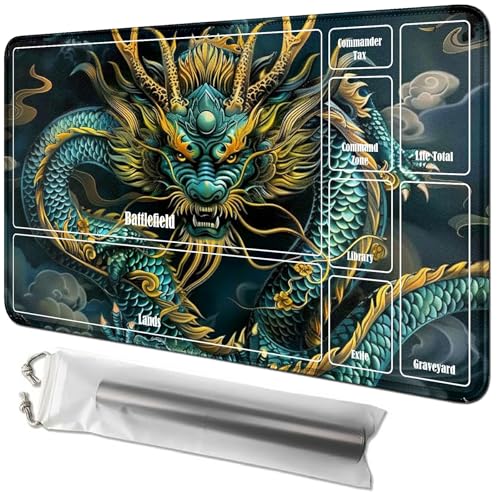 RWUTYTIUL Blue Dragon Karten-Spielmatte, 61 x 35,6 cm, mit Playmat-Röhrentasche, Kartenspiel-Spielmatte mit Zonen, Kommandanten-Deckbrett, MTG, RPG, CCG, TCG, Kartenspiel, Schreibtischmatten für RWUTYTIUL Blue Dragon Karten-Spielmatte, 61 x 35,6 cm, mit Playmat-Röhrentasche, Kartenspiel-Spielmatte mit Zonen, Kommandanten-Deckbrett, MTG, RPG, CCG, TCG, Kartenspiel, Schreibtischmatten für von RWUTYTIUL