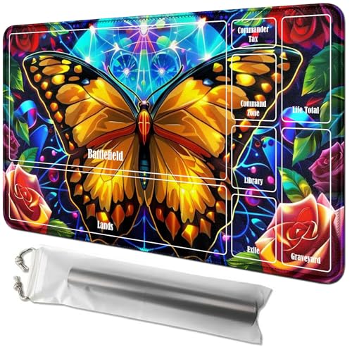 RWUTYTIUL Butterflies Card Playmat 24 X 14 Inch with Tube Bag, Card Gameplay Playmat with Zones Commander Deck Board MTG RPG CCG TCG Card Game Playing Desk Mat for Beginner RWUTYTIUL Butterflies Card Playmat 24 X 14 Inch with Tube Bag, Card Gameplay Playmat with Zones Commander Deck Board MTG RPG CCG TCG Card Game Playing Desk Mat for Beginner von RWUTYTIUL
