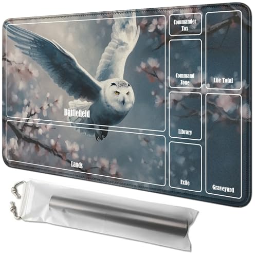 RWUTYTIUL Cherry Owl Karten-Spielmatte, 61 x 35,6 cm, mit Tube-Tasche, Kartenspiel, Spielmatte mit Zonen, Kommandantendeckbrett, MTG, RPG, CCG, TCG, Kartenspiel, Schreibtischunterlage für Anfänger RWUTYTIUL Cherry Owl Karten-Spielmatte, 61 x 35,6 cm, mit Tube-Tasche, Kartenspiel, Spielmatte mit Zonen, Kommandantendeckbrett, MTG, RPG, CCG, TCG, Kartenspiel, Schreibtischunterlage für Anfänger von RWUTYTIUL